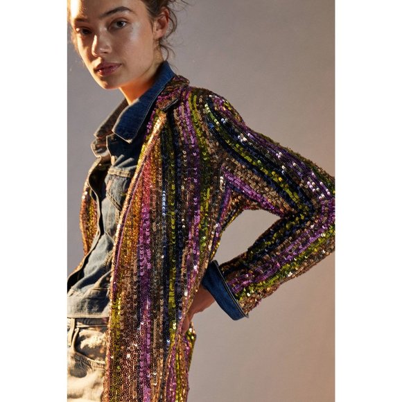 Anthropologie Vilagallo Anita Sequined Duster Jacket - Picture 3 of 11